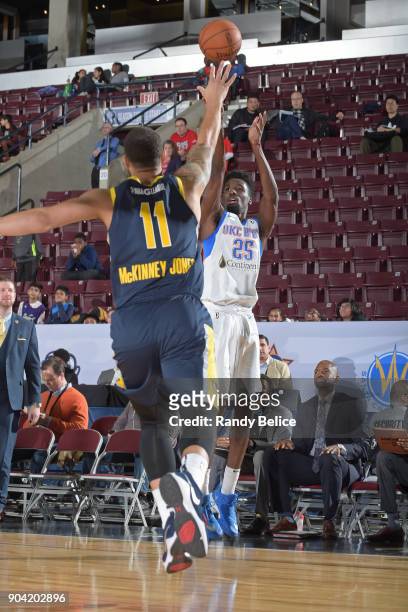 Daniel Hamilton of the Oklahoma City Blue shoots the ball against the Fort Wayne Mad Ants during the NBA G-League Showcase on January 11, 2018 at the...