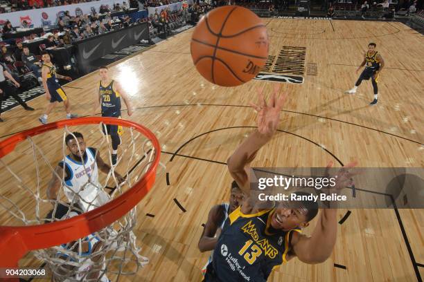 Ike Anigbogu of the Fort Wayne Mad Ants shoots the ball against the Oklahoma City Blue during the NBA G-League Showcase on January 11, 2018 at the...