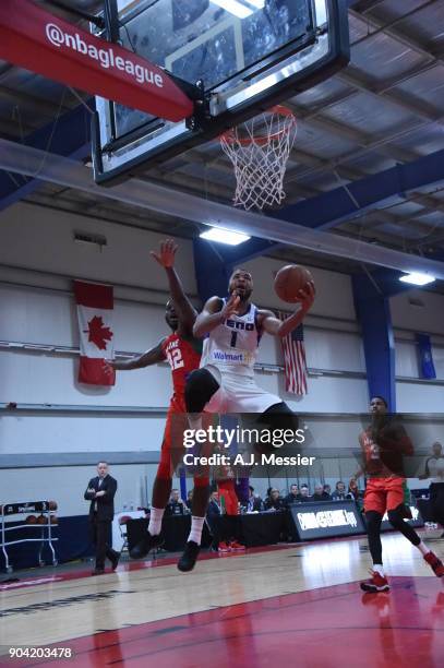 Aaron Harrison of the Reno Bighorns drives to the basket against the Maine Red Claws during the G-League Showcase on January 11, 2018 at the Hershey...