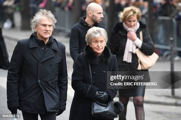 Monique Le Marcis , former director of programming at French radio newtwork RTL, attends the funeral of French singer France Gall at Montmartre...