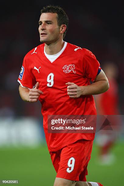 Alexander Frei of Switzerland during the FIFA 2010 World Cup Qualifying Group 2 match between Switzerland and Greece at the St.Jakob-Park Stadium on...