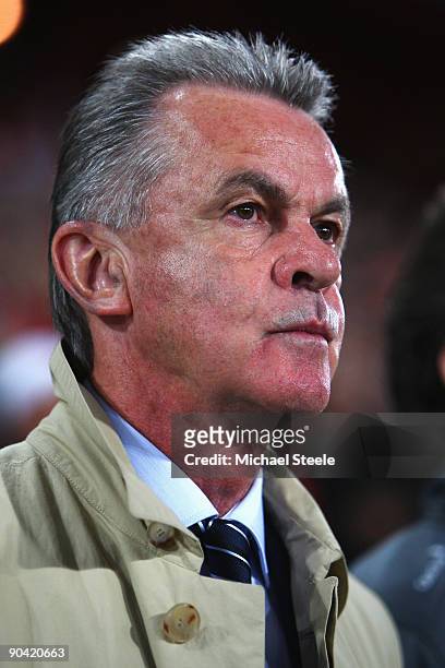 Ottmar Hitzfeld coach of Switzerland during the FIFA 2010 World Cup Qualifying Group 2 match between Switzerland and Greece at the St.Jakob-Park...
