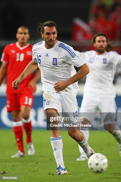 Sotirios Kyrgiakos of Greece during the FIFA 2010 World Cup Qualifying Group 2 match between Switzerland and Greece at the St.Jakob-Park Stadium on...