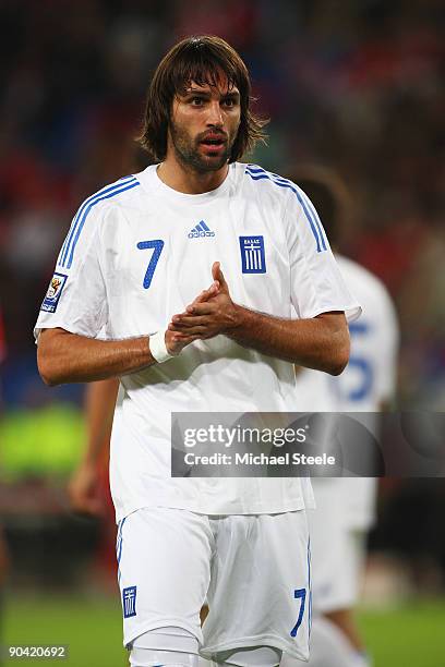 Georgios Samaras of Greece during the FIFA 2010 World Cup Qualifying Group 2 match between Switzerland and Greece at the St.Jakob-Park Stadium on...