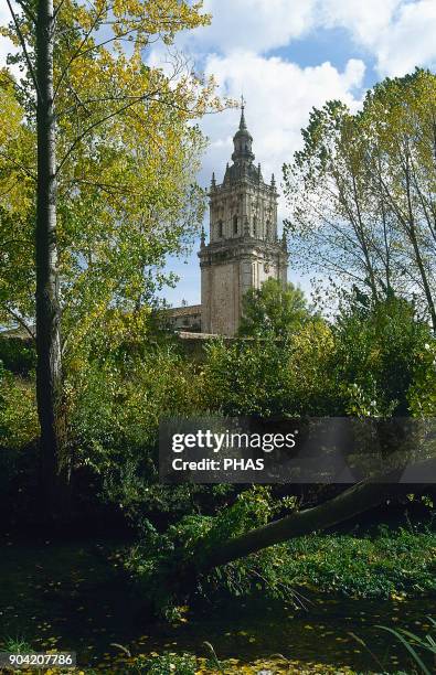 El Burgo de Osma, province of Soria, Castile and Leon, Spain. Baroque tower of the Assumption Cathedral, 1739.