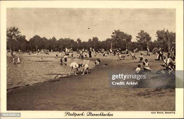 Ak Hamburger Stadtpark, Planschbecken, Badegäste, Valvo Röhren Reklame