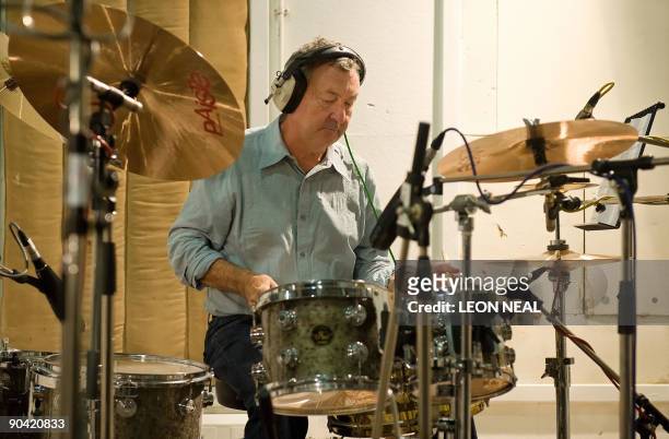 Pink Floyd drummer Nick Mason takes part in a charity recording of a Children in Need album at Abbey Road studios in west London on September 7,...
