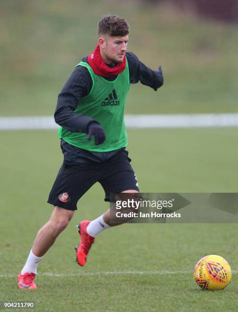 Ethan Robson warms up during a SAFC training session at The Academy of Light on October 10, 2017 in Sunderland, England.