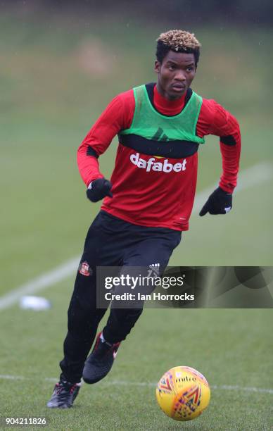 Didier N'Dong warms up during a SAFC training session at The Academy of Light on October 10, 2017 in Sunderland, England.