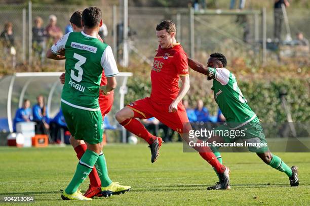 Karim Haggui of FC St Gallen, Thomas Ouwejan of AZ Alkmaar scores the first goal to make it 1-0, Nzuzi Toko of FC St Gallen, during the match between...