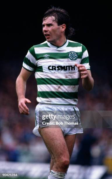 Brian McClair of Celtic during the Celtic v Rangers Scottish Premier League match played at Parkhead in Glasgow on the 31st August 1985.