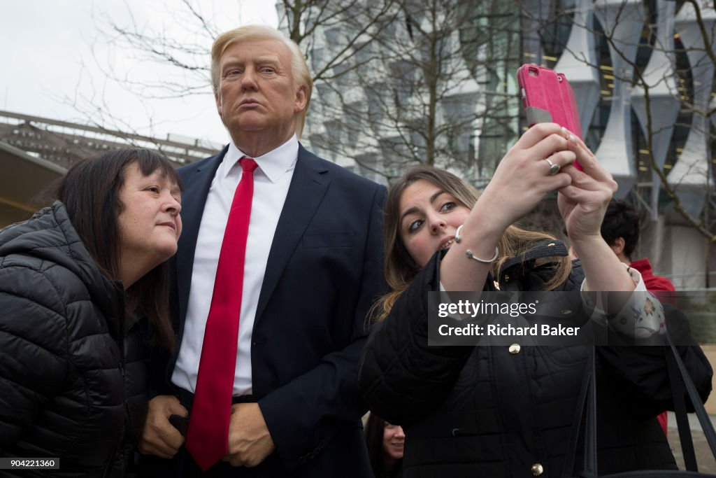 President Trump Waxwork Outside New London US Embassy