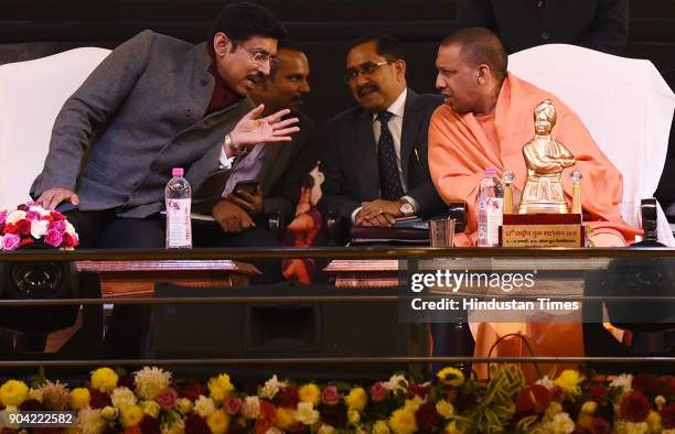 Uttar Pradesh Chief Minister Yogi Adityanath along with Cabinet Minister of Youth Affairs and Sports Rajyavardhan Singh Rathore during the 22nd...