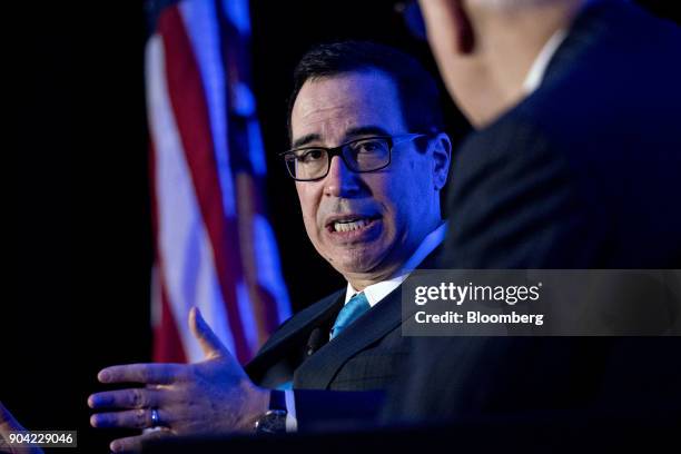 Steven Mnuchin, U.S. Treasury secretary, speaks during an Economic Club of Washington conversation in Washington, D.C., U.S., on Friday, Jan. 12,...