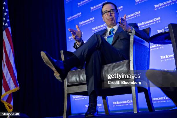 Steven Mnuchin, U.S. Treasury secretary, speaks during an Economic Club of Washington conversation in Washington, D.C., U.S., on Friday, Jan. 12,...