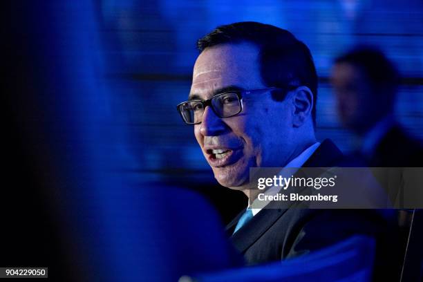 Steven Mnuchin, U.S. Treasury secretary, speaks during an Economic Club of Washington conversation in Washington, D.C., U.S., on Friday, Jan. 12,...