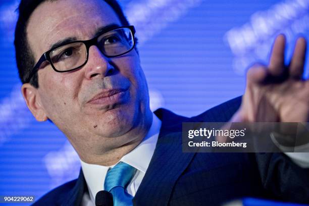 Steven Mnuchin, U.S. Treasury secretary, speaks during an Economic Club of Washington conversation in Washington, D.C., U.S., on Friday, Jan. 12,...