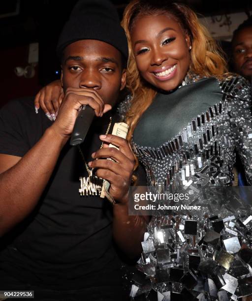 Jaquae and Bianca Bonnie attend Bianca Bonnie's "10 Plus" Album Release Party at Le Souk on January 11, 2018 in New York City.