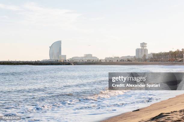 barceloneta beach in barcelona, catalonia, spain - barceloneta beach bildbanksfoton och bilder