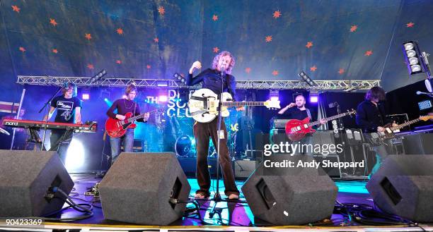 Dale Knight, Johny Bond, David Burn, David Welsh and Chris McCourtie of Detroit Social Club perform on stage on Day 2 of Reading Festival 2009 on...