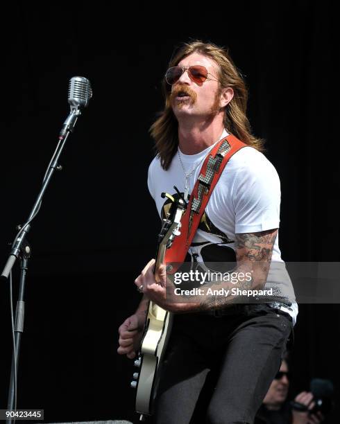 Jesse Hughes of Eagles of Death Metal performs on stage on Day 2 of Reading Festival 2009 on August 29, 2009 in Reading, England.