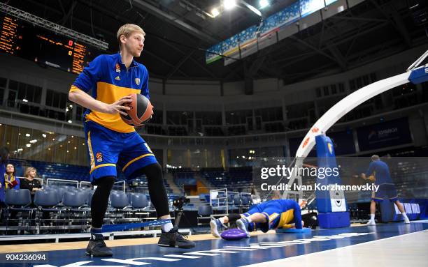 Viacheslav Zaytsev, #8 of Khimki Moscow Region in action during the warm up before the 2017/2018 Turkish Airlines EuroLeague Regular Season Round 17...