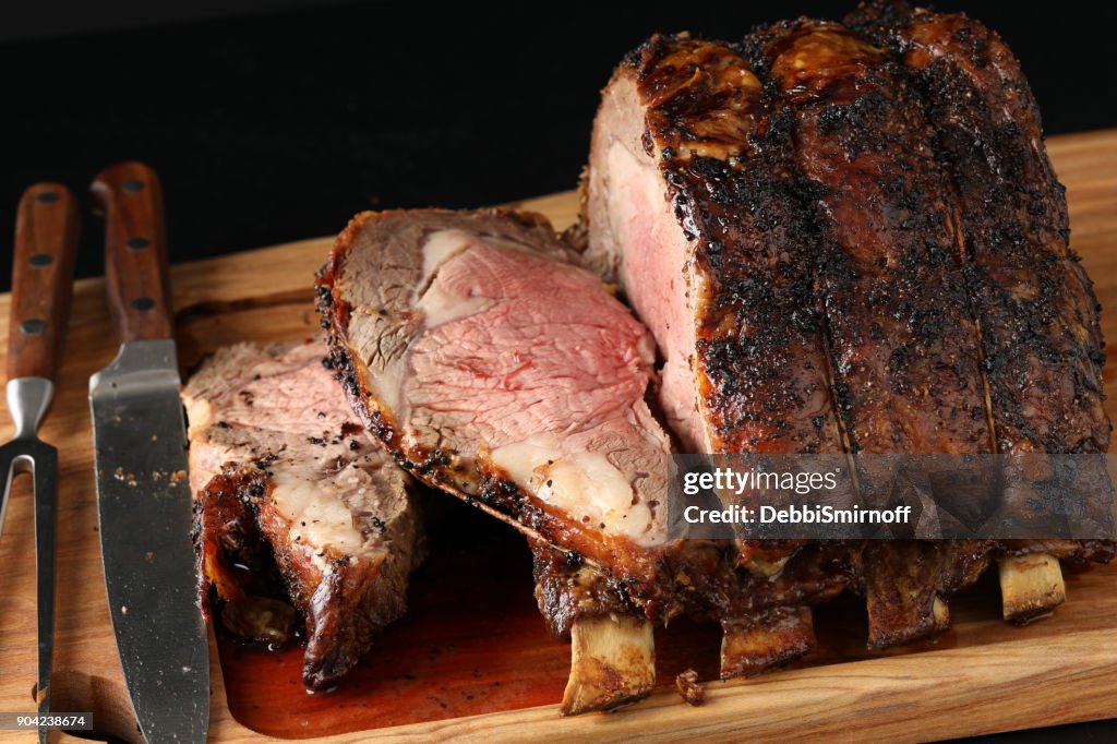 Close Up van een staande Rib-Roast