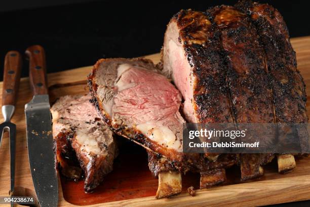 close up of a standing rib roast - carving food stock pictures, royalty-free photos & images