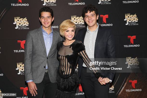 Jose Eduardo Santamarina Cantoral, Itati Cantoral and Roberto Miguel Santamarina Cantoral attend the "Jose Jose El Principe De La Cancion" Telemundo...