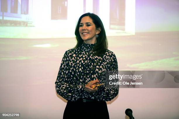 Crown Princess Mary of Denmark during her visit to The Christmas Seal Foundation's home opening on January 12, 2018 in Roskilde, Denmark. The Crown...