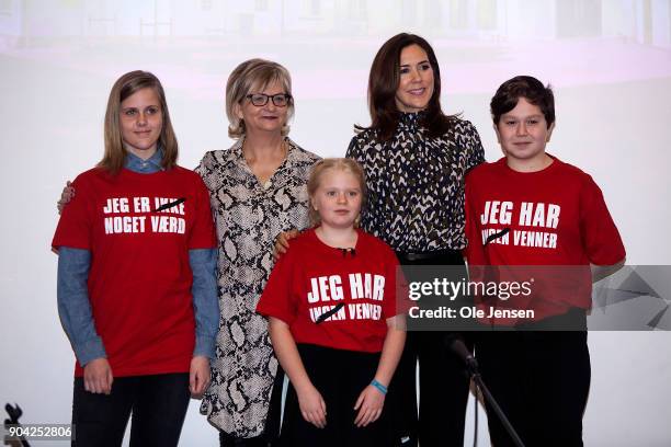 Crown Princess Mary of Denmark together with Managing Directpr Winnie Liljeborg of the Christmas Seal Foundation and children during the The...