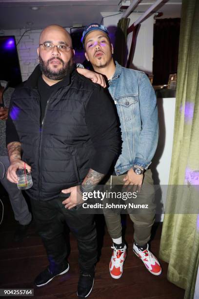 Jimbo and Axel Leon attend Axel Leon's Private Dinner Hosted By Steve Rifkind at Jimmy's on January 11, 2018 in New York City.