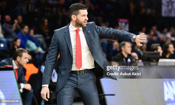 Dusan Alimpijevic, Head Coach of Crvena Zvezda mts Belgrade in action during the 2017/2018 Turkish Airlines EuroLeague Regular Season Round 17 game...