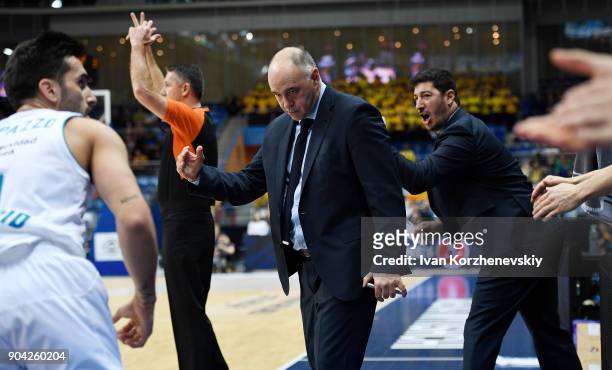 Pablo Laso, Head Coach of Real Madrid in action during the 2017/2018 Turkish Airlines EuroLeague Regular Season Round 17 game between Khimki Moscow...