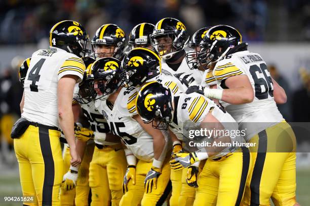 Nathan Stanley of the Iowa Hawkeyes in action against the Boston College Eagles during the second half of the New Era Pinstripe Bowl at Yankee...