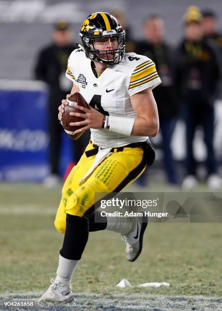 Nathan Stanley of the Iowa Hawkeyes in action against the Boston College Eagles during the second half of the New Era Pinstripe Bowl at Yankee...