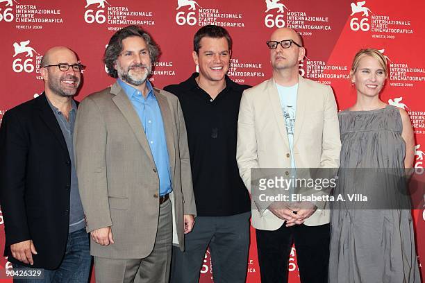 Screenwriter Scott Z Burns, producer Gregory Jacobs, actor Matt Damon, director Steven Soderbergh and producer Jennifer Fox attend "The Informant!"...