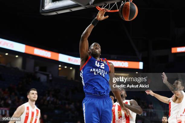 Bryant Dunston, #42 of Anadolu Efes Istanbul in action during the 2017/2018 Turkish Airlines EuroLeague Regular Season Round 17 game between Anadolu...