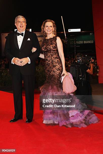 Composer Marvin Hamlisch and Terre Blair attend "The Informant!" Premiere at the Sala Grande during the 66th Venice Film Festival on September 7,...