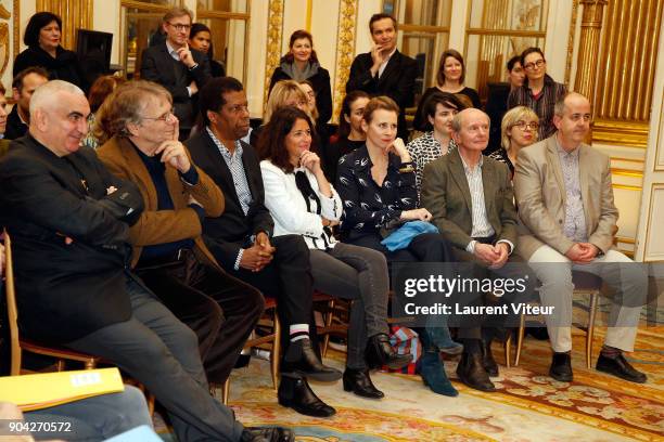 Writer Tonino Benacquista, Daniel Pennac , Dany Laferriere, Karine Tuil, Agns Mathieu-Daude, Jean-Louis Etienne and guest attend "La Nuit de la...