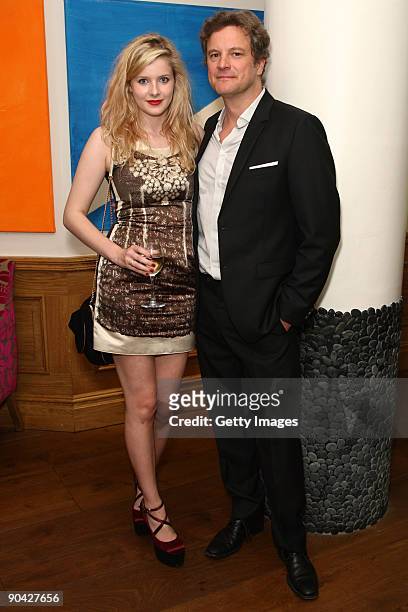 Colin Firth and Rachel Hurd - Wood pose at a private gala screening of 'Dorian Gray', before it is released nationwide on the September 9, at The...