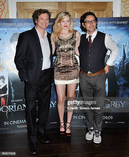 Colin Firth, Rachel Hurd-Wood and Ben Chaplin attend the screening of 'Dorian Gray' at Soho Hotel on September 7, 2009 in London, England.