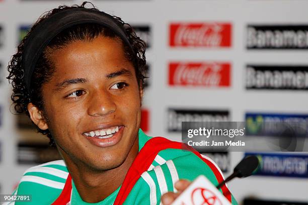 Mexican national soccer team player Giovani dos Santos during a press conference at the Mexican Football Federation's High Performance Center on...