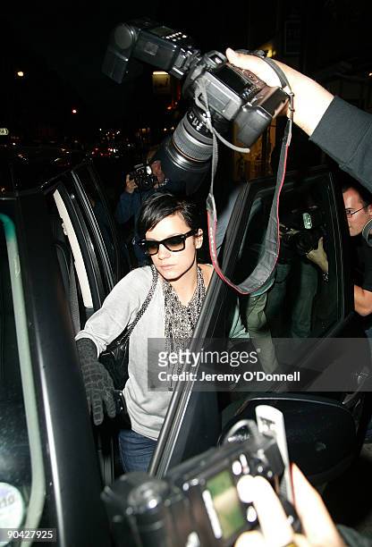 Lily Allen departs the Form launch party on September 7, 2009 in London, England.