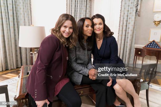 Television Critics Association set visit. KATIE LOWES, KERRY WASHINGTON, BELLAMY YOUNG