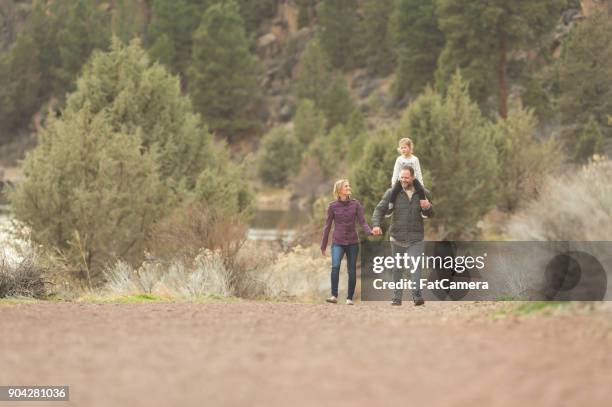 free range ride on dad's shoulders - family playing tag stock pictures, royalty-free photos & images