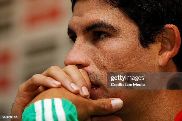 Mexican national soccer team player Jonny Magallon during a press conference at the Mexican Football Federation's High Performance Center on...