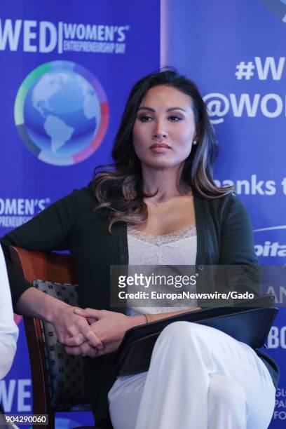 Three quarter length portrait of singer Mina Chang at 2017 Women's Entrepreneurship event at the United Nations headquarters in New York City, New...