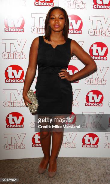 Zaraah Abrahams attends the TV Quick & Tv Choice Awards at The Dorchester on September 7, 2009 in London, England.