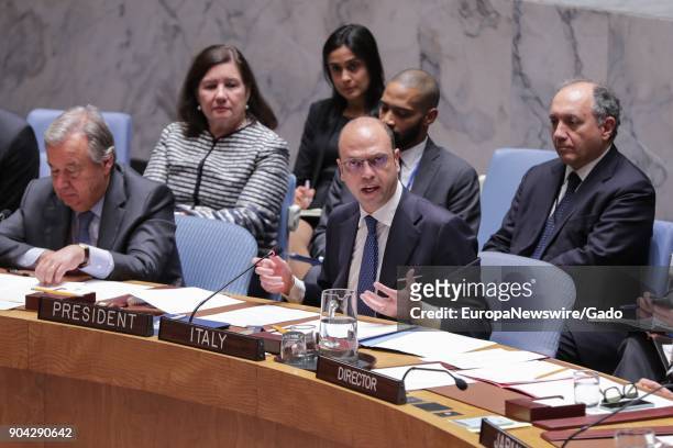 Angelino Alfano , Minister for Foreign Affairs and International Cooperation of Italy and President of the Security Council for November, addresses...
